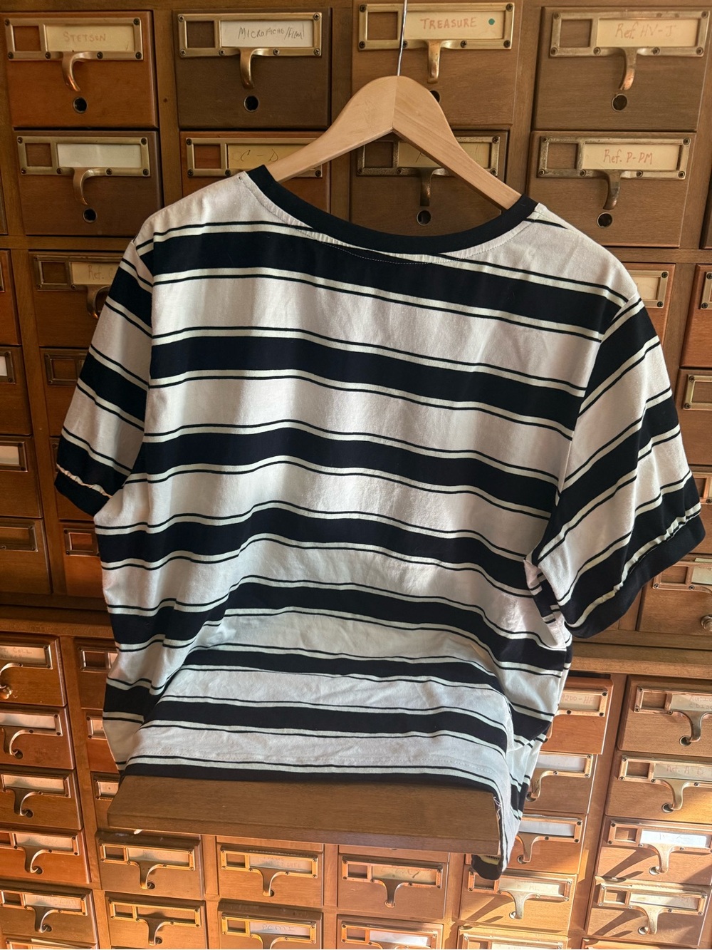 Dokotoo 2X Striped Crewneck Tee - Black & Cream stretch - Picture 10 of 11
